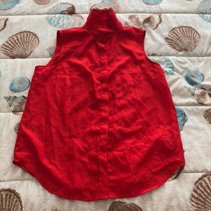 Collared red sleeveless shirt